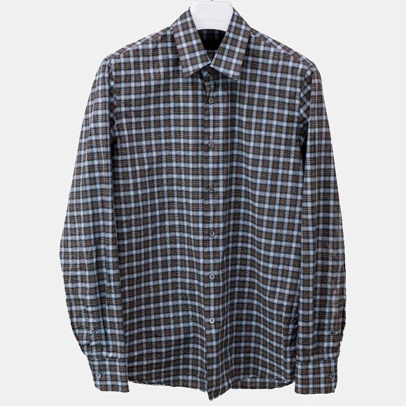 Prada Blue Checkered Cotton Shirt - Picture 1 of 14